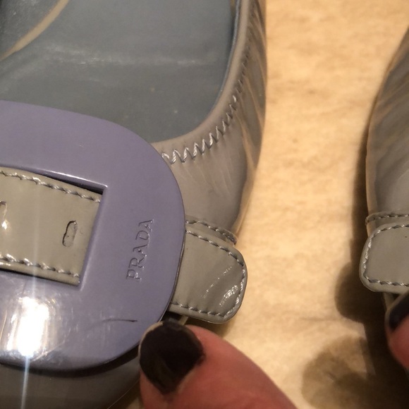 Prada gray patent flats with lavender buckle. Size 39 1/2 - Picture 6 of 8